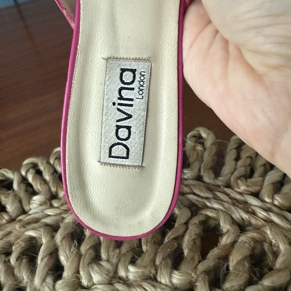 Davina London Hot Pink Leather Sling back Kitten Heel Mules Womens 10 EU 41 - Picture 15 of 16